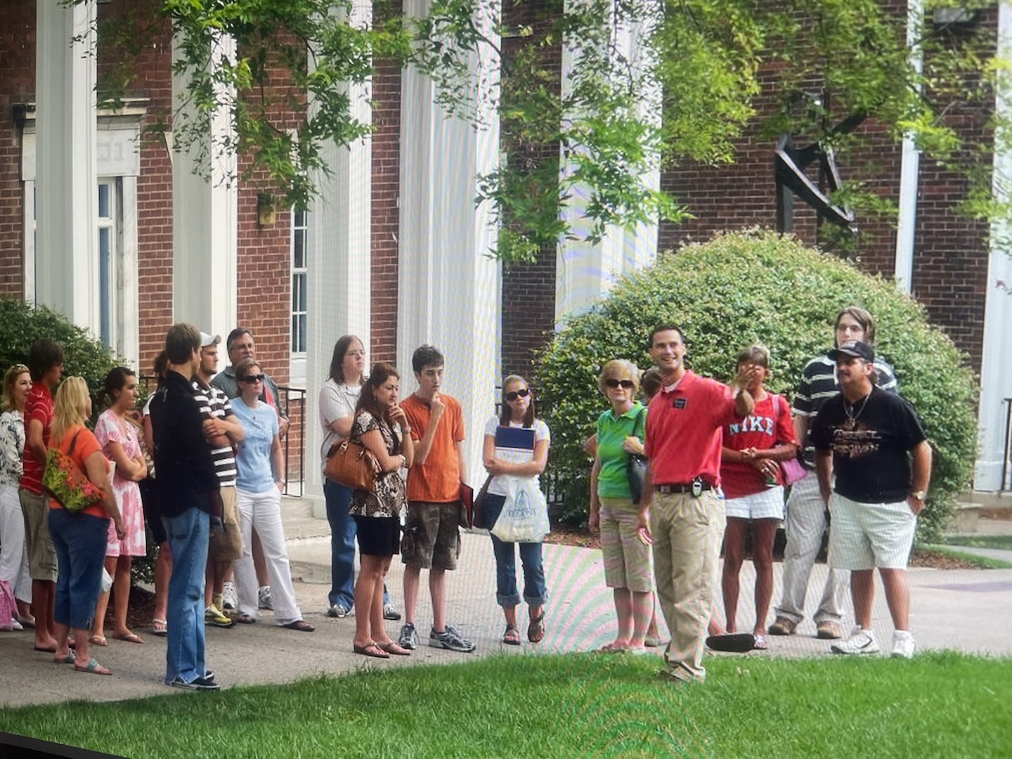 David leading a tour on campus