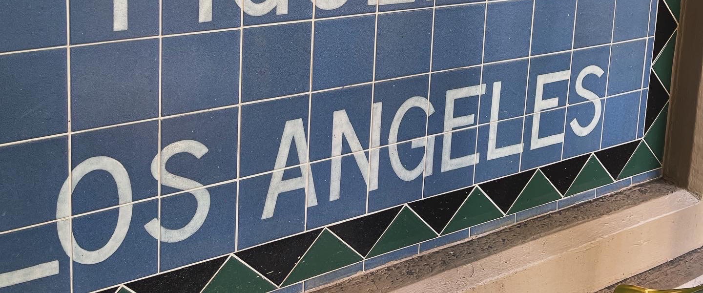 Los Angeles spelled out in tile on a wall