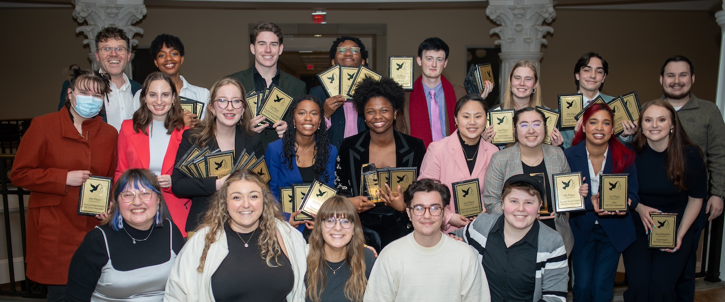 Belmont Speech and Debate Team with awards