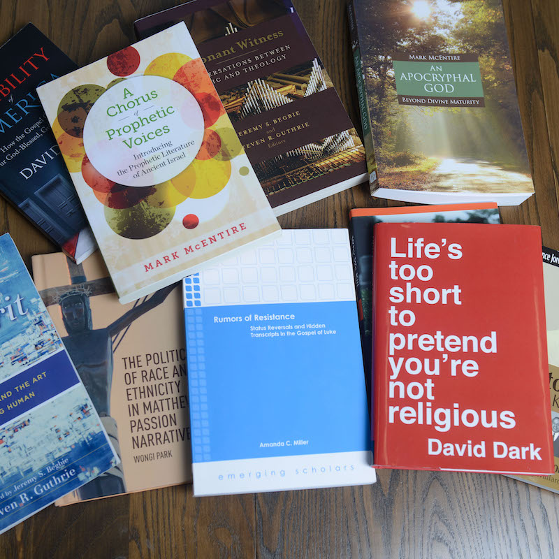 Close up of religious books on a table