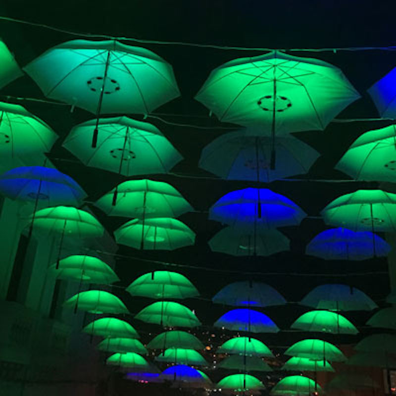 An art exhibition made of umbrellas