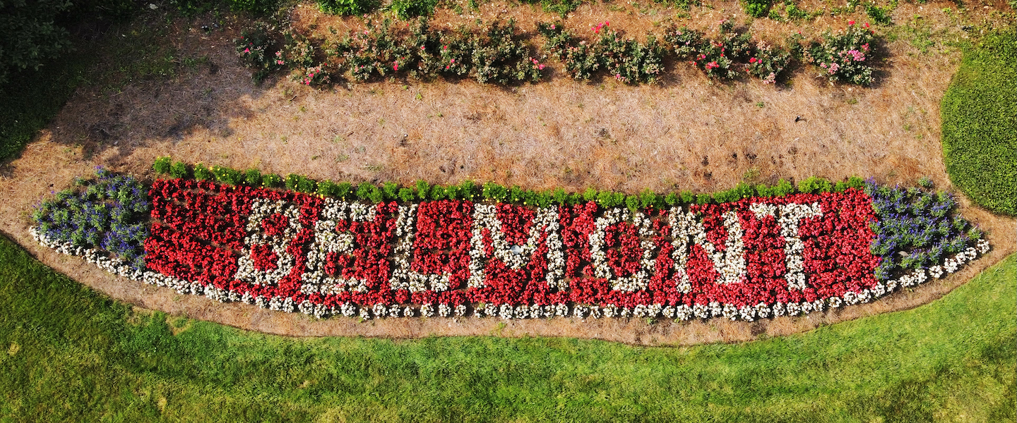 Flowers that spell out Belmont
