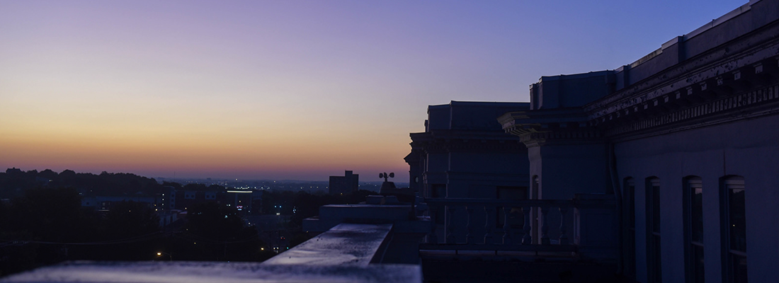 A sun set from atop Freeman Hall