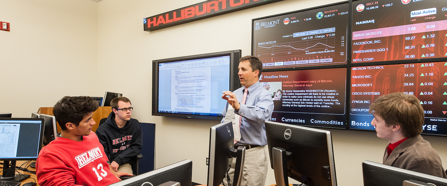 students in trading room