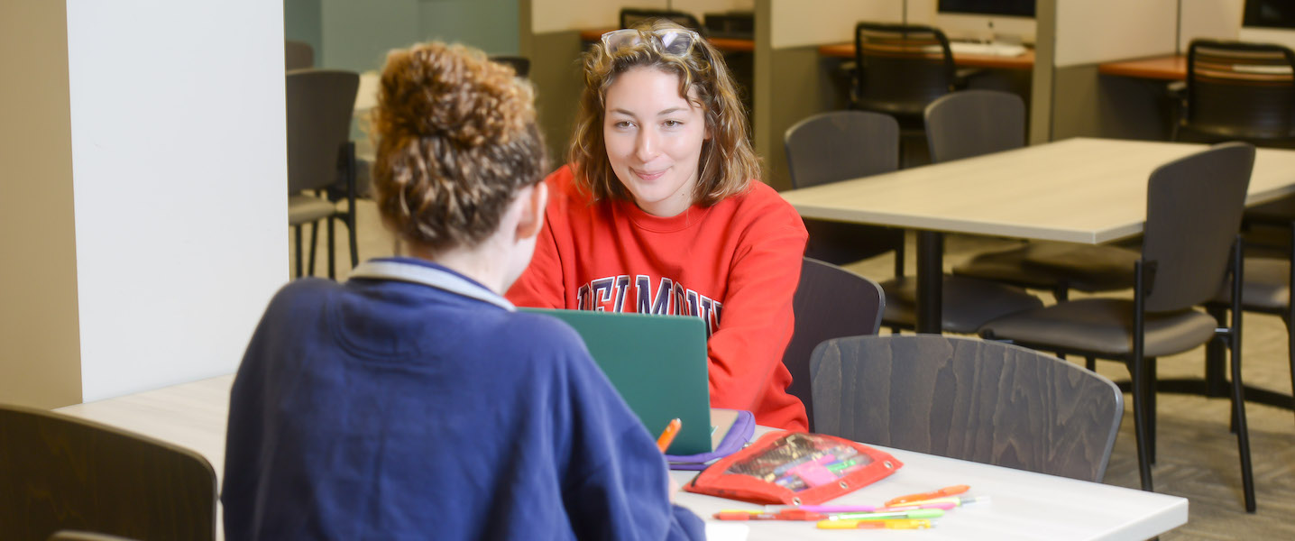 Students working at the Belmont library