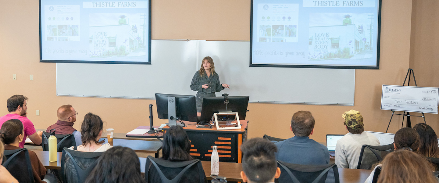 students listen to lecture in a classroom