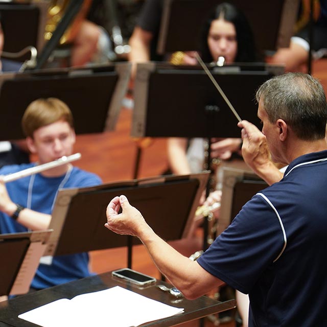 Orchestra students performing