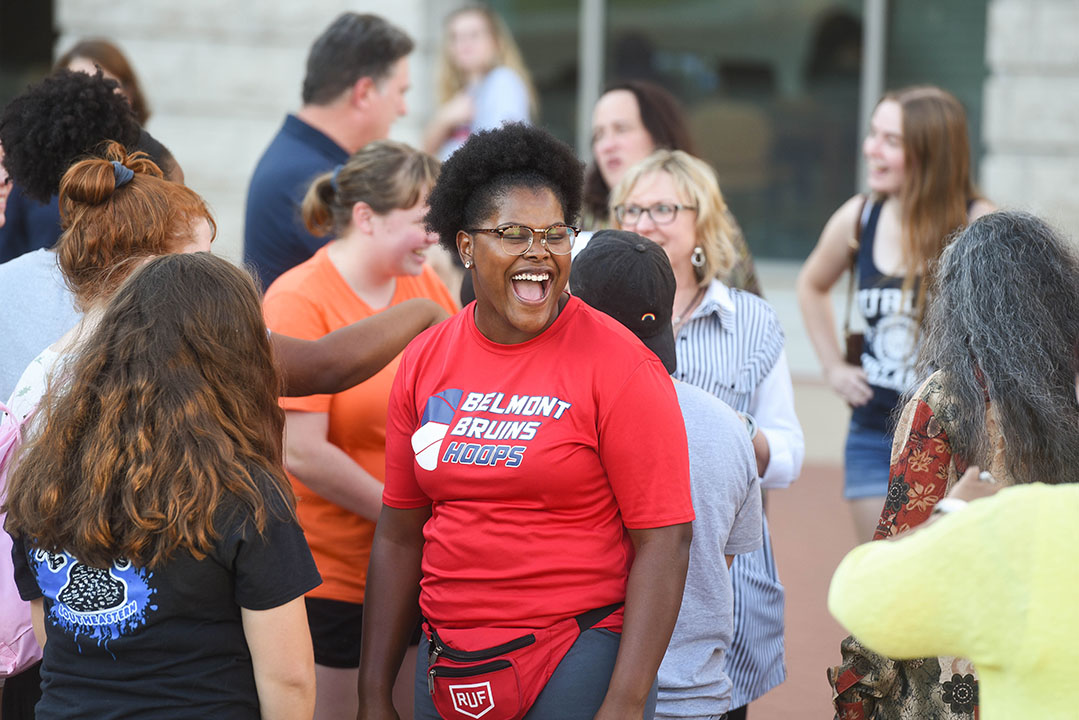 Social work students during a Privilege Walk exercise