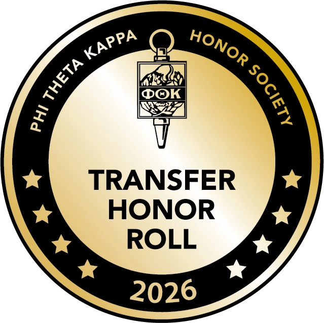 gold seal Image that says phi theta kappa honor society transfer honor roll 2025