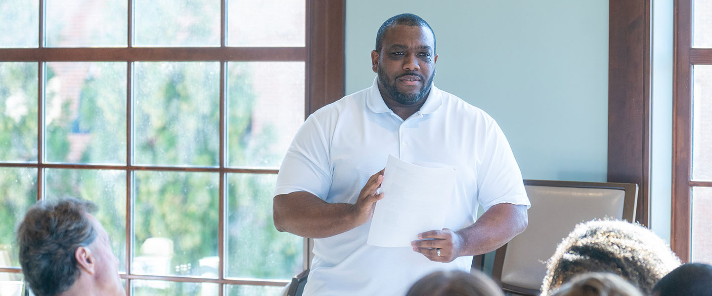 A faculty member presents during a career readiness academy session