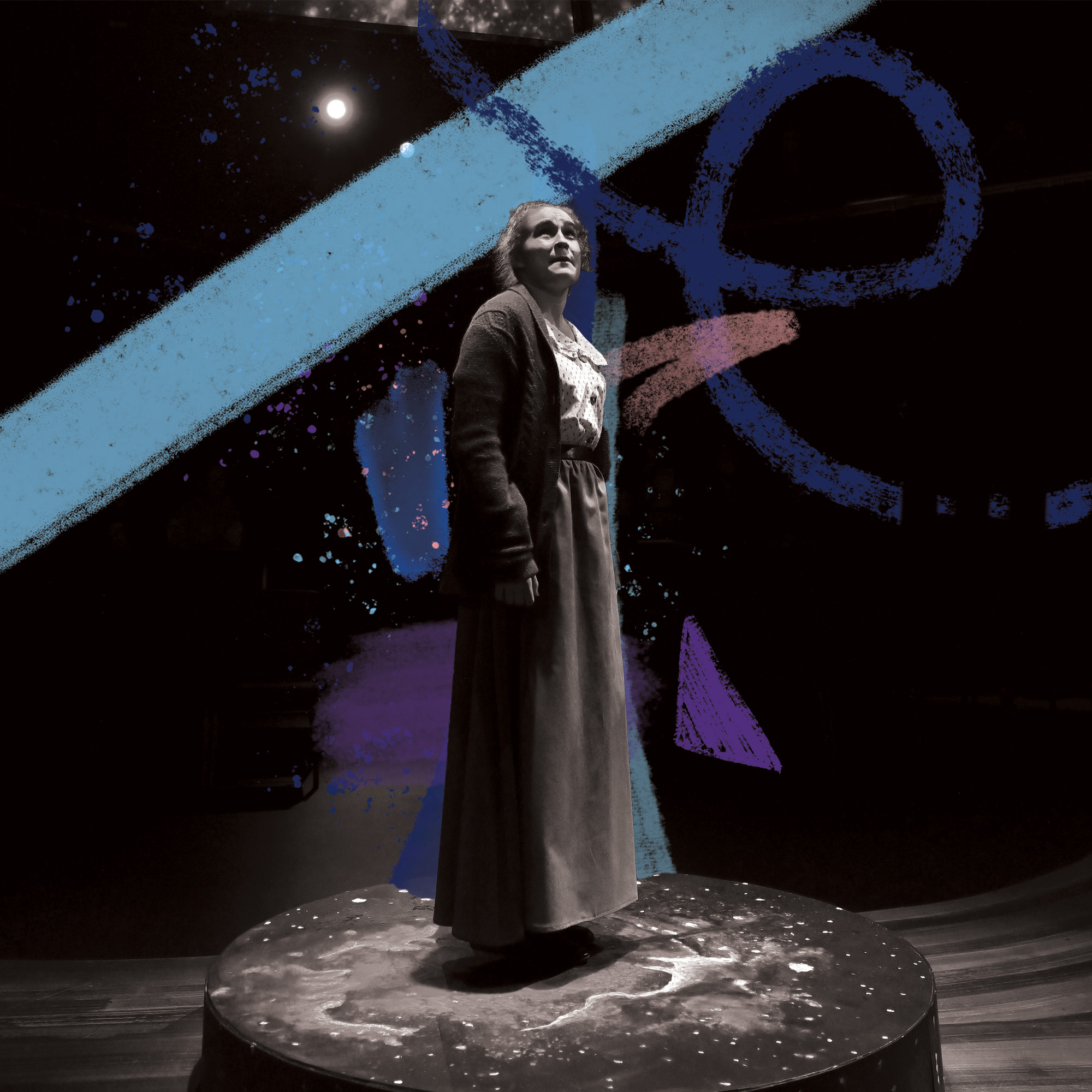 Theatre student performing Silent sky on stage