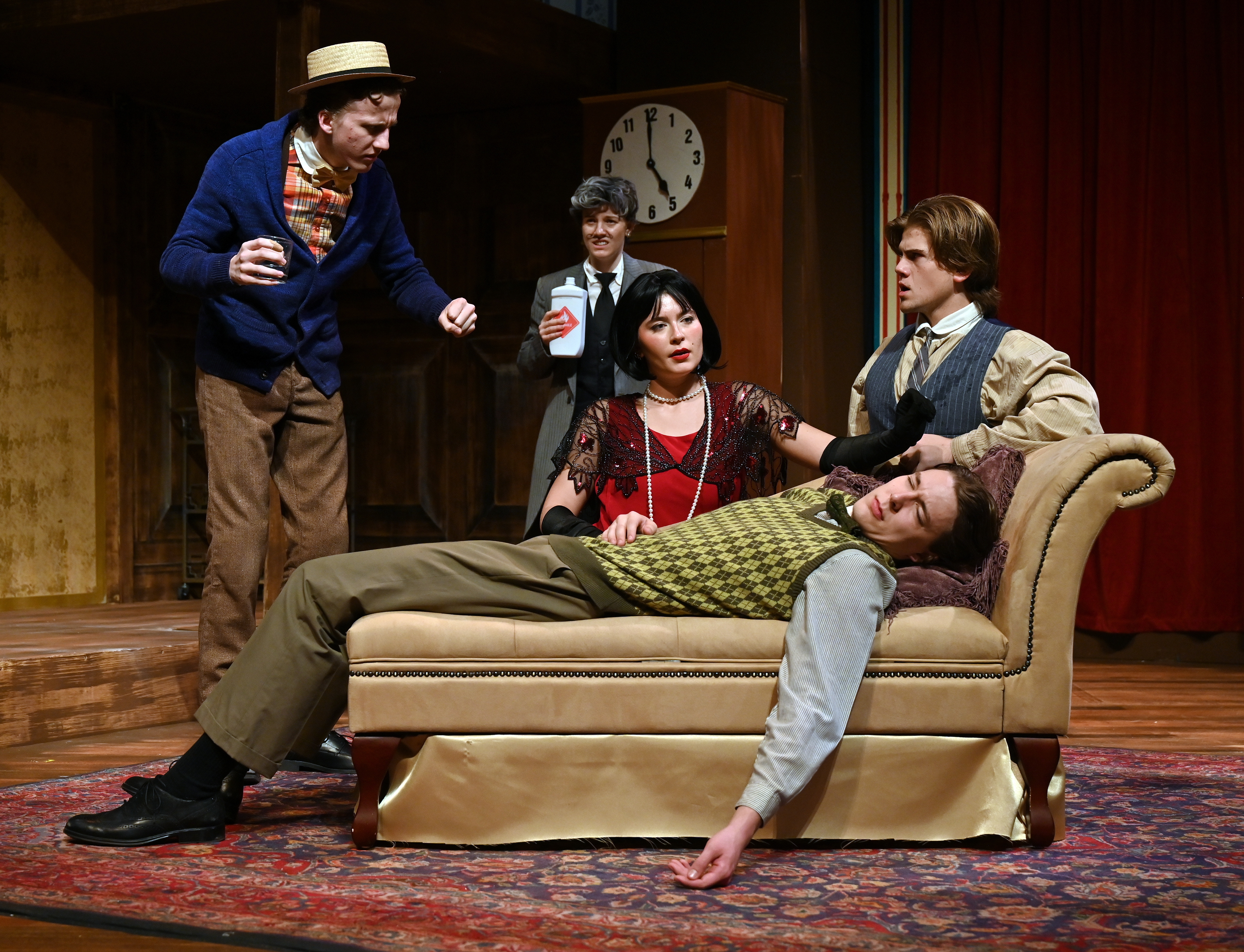 The Play That Goes Wrong performed by theatre students on stage