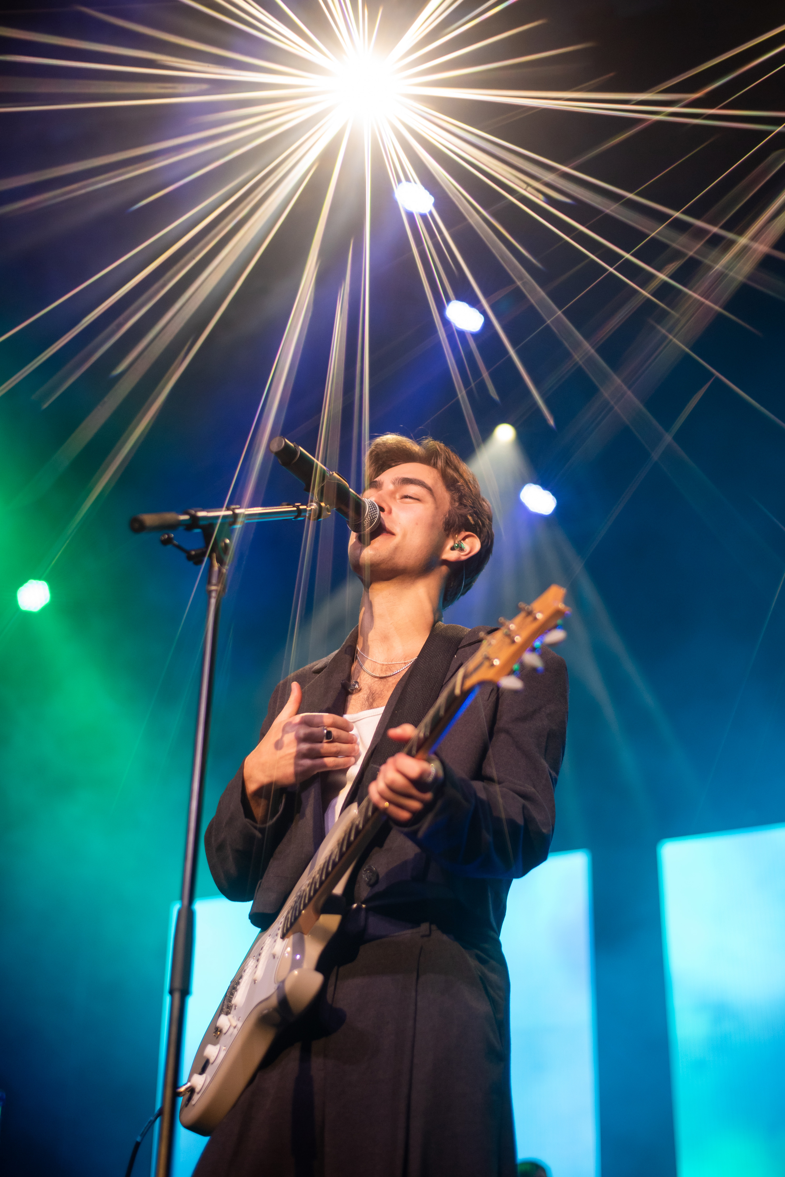 Student performing on stage during showcase