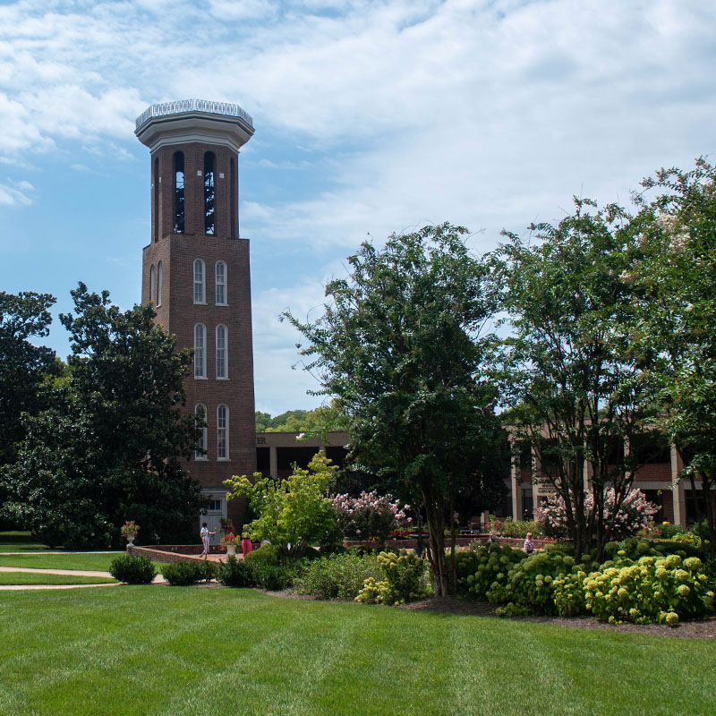 Belmont's Bell Tower with the Gabhart Student Center