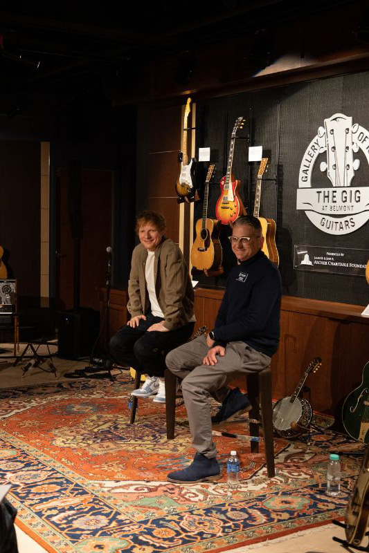 Ed Sheearn in the GIG leading session with Belmont Students on songwriting