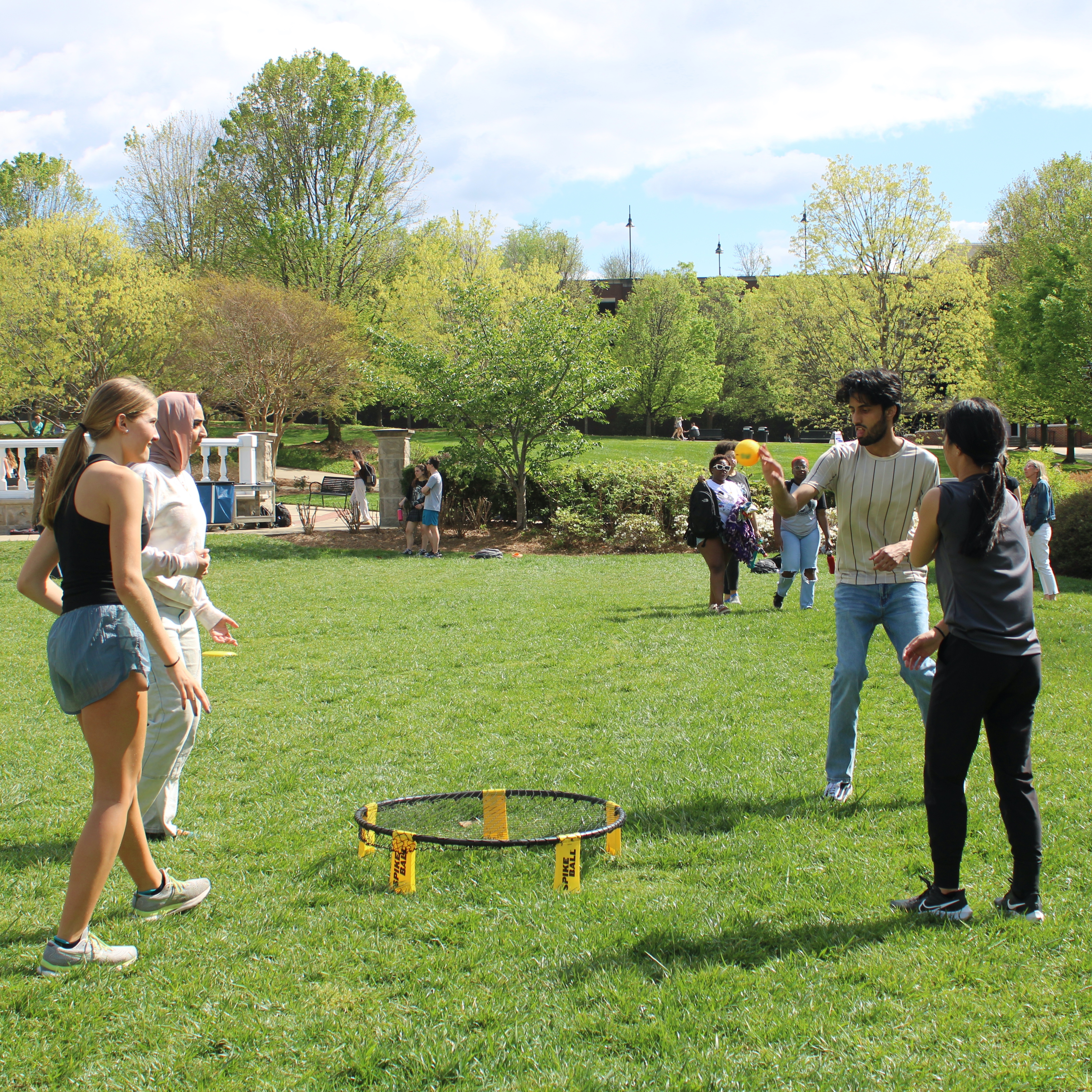 Students working out in a group fitness class