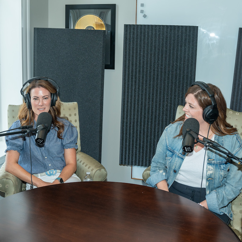 Annie and Kelli recording their episode