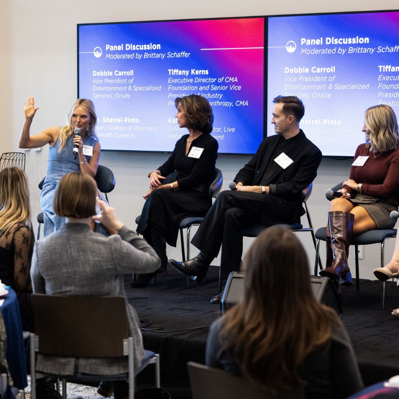 People on a panel in a workshop