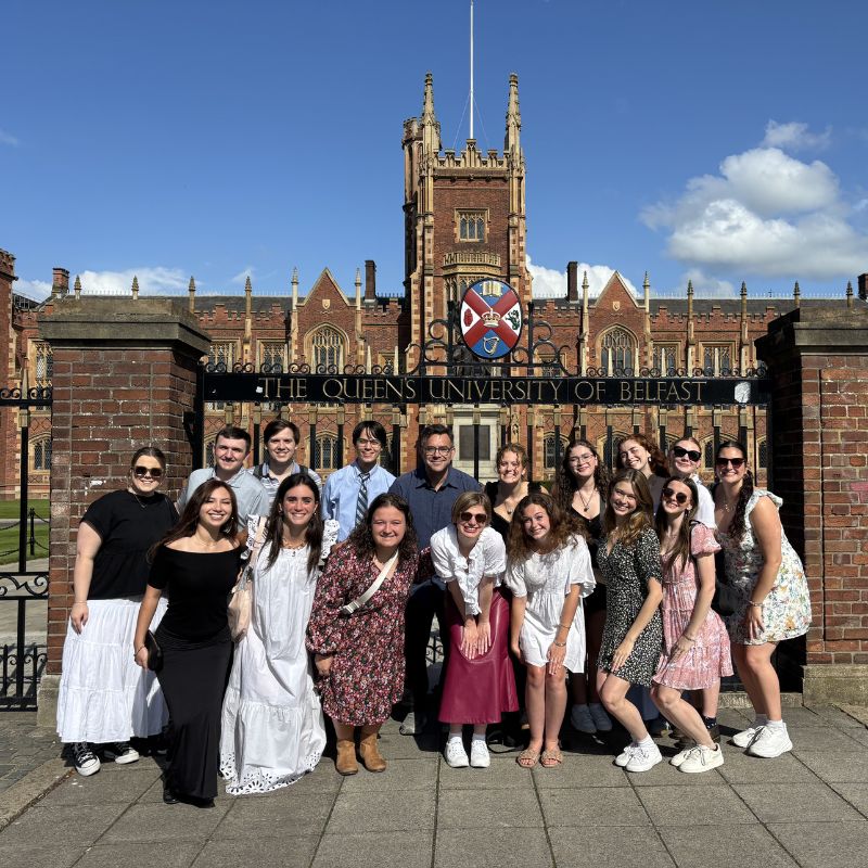 Students in front of Queens University