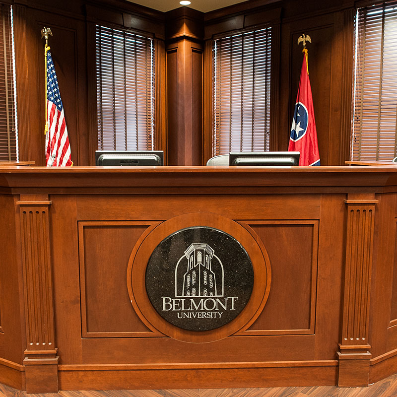 Judges bench in the Mock Trial Courtroom