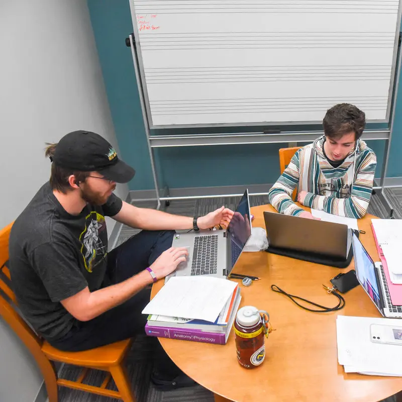 student doing research at Lila D. Bunch Library