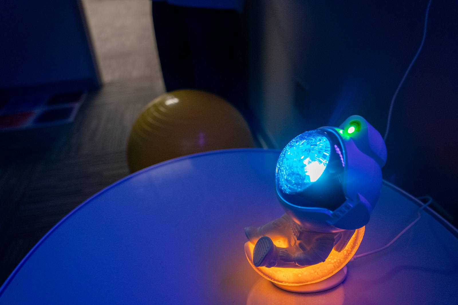 Sensory room lamp with soothing blue light