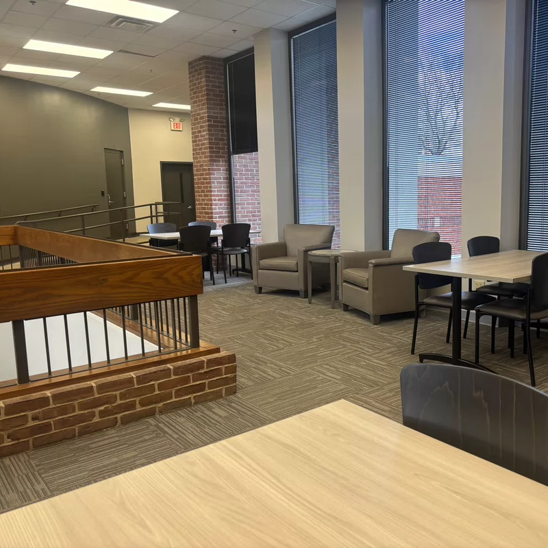 Photo of the 2nd Floor Atrium at Lila D. Bunch Library