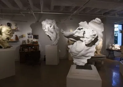 Fragment No. 2, Fragment No.7, and Fragment No. 3 surround Hart’s worktables and desk.
