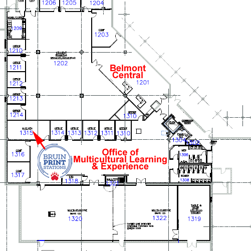 Map of BruinPrint Locations in the Gabhart Student Center