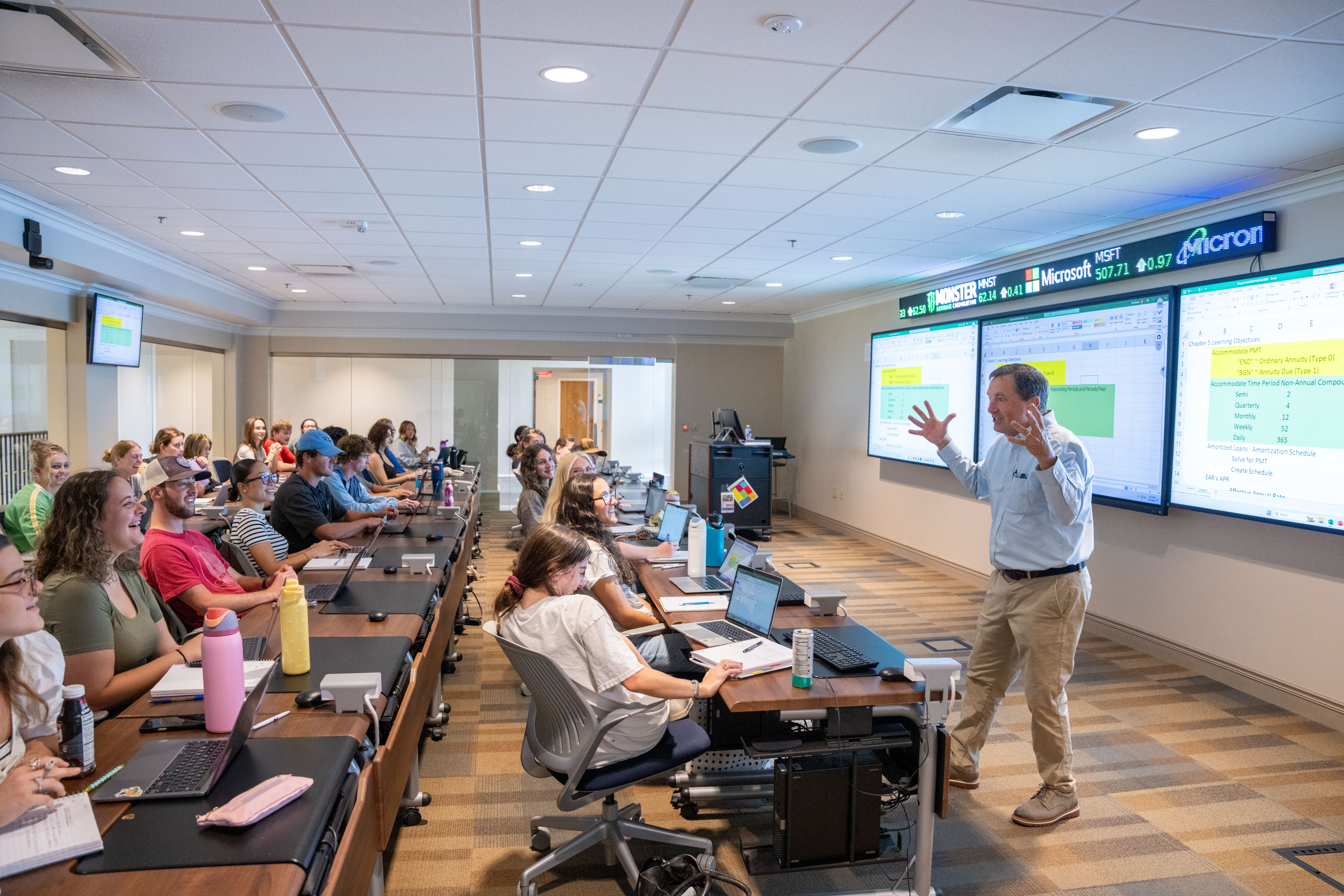 students in trading room