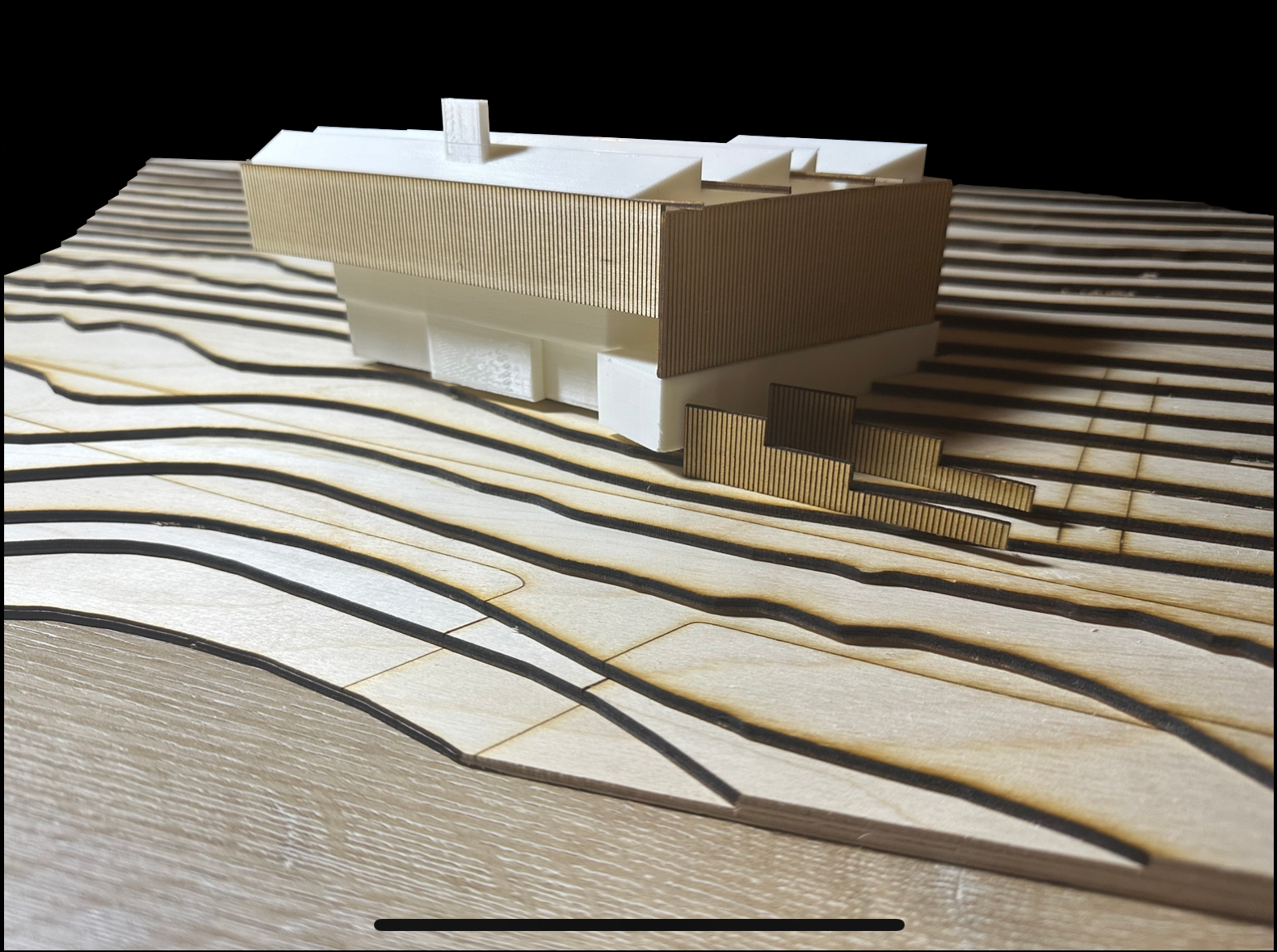 An image of the front face of a model of a building