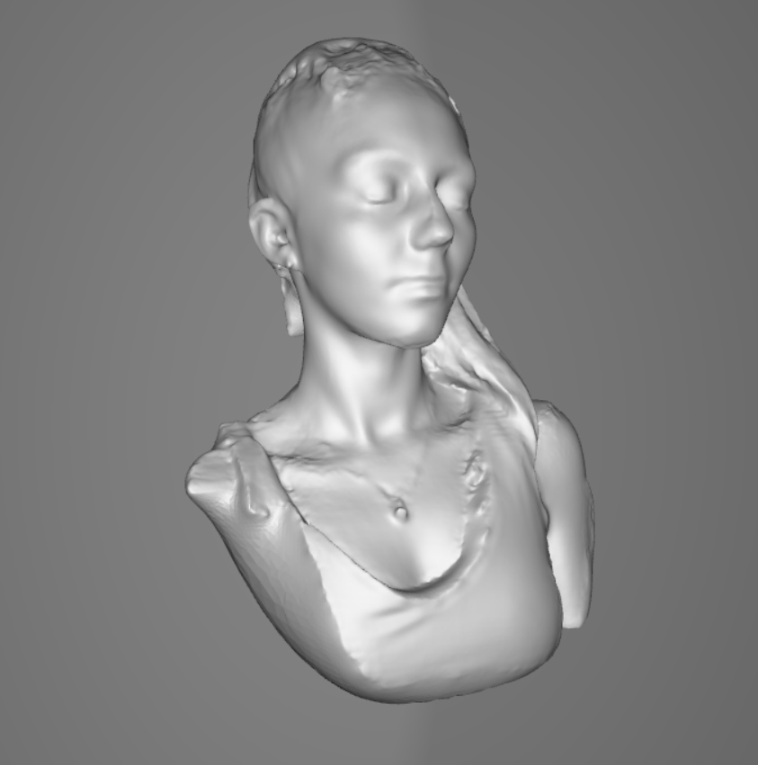 low fidelity scan of a female students face and shoulders