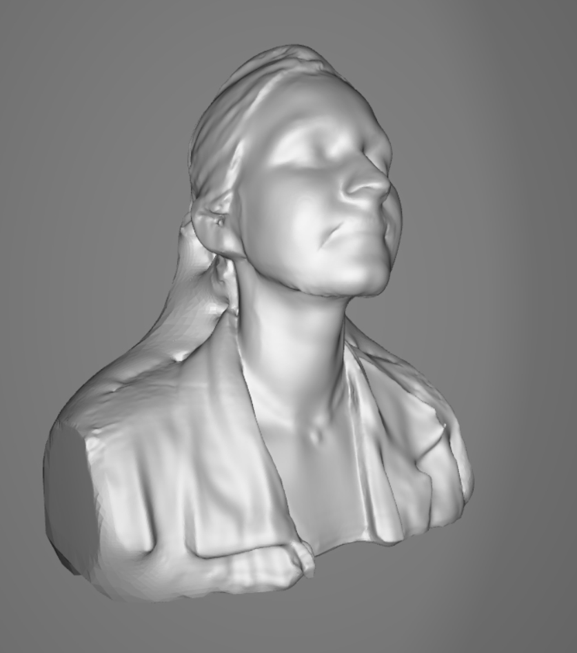 low fidelity scan of a female students face and shoulders