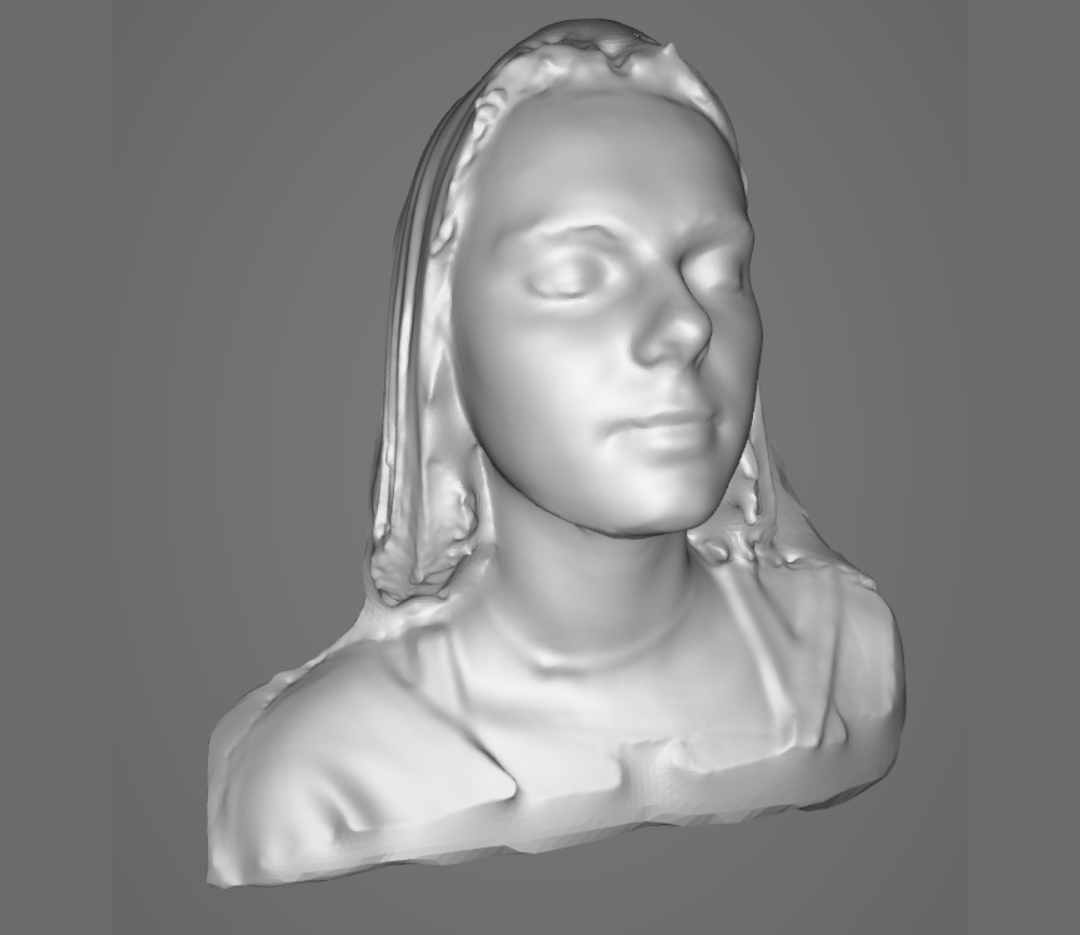 low fidelity scan of a female students face and shoulders