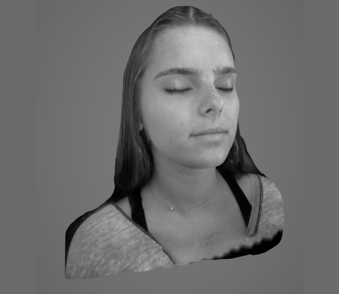 high fidelity scan of a female students face and shoulders