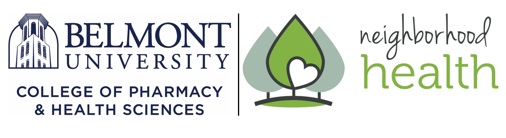 Logos for Belmont University College of Pharmacy & Health Sciences and Neighborhood Health