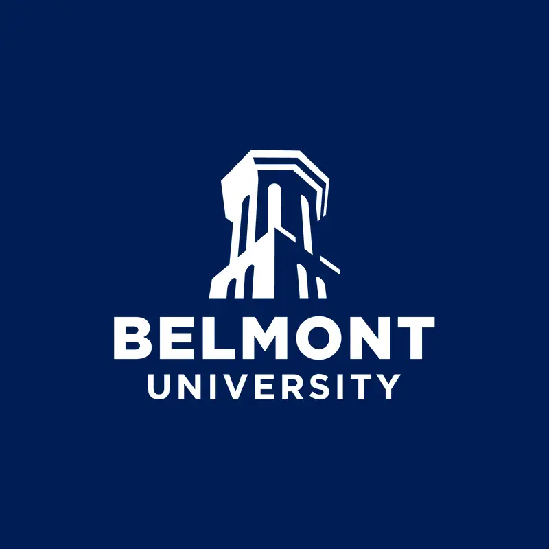 Belmont University Logo on a blue background