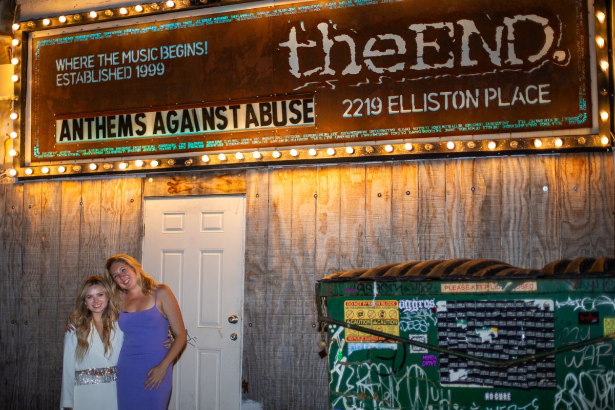 Brittany Bishop and Daisy Sellas outside The End