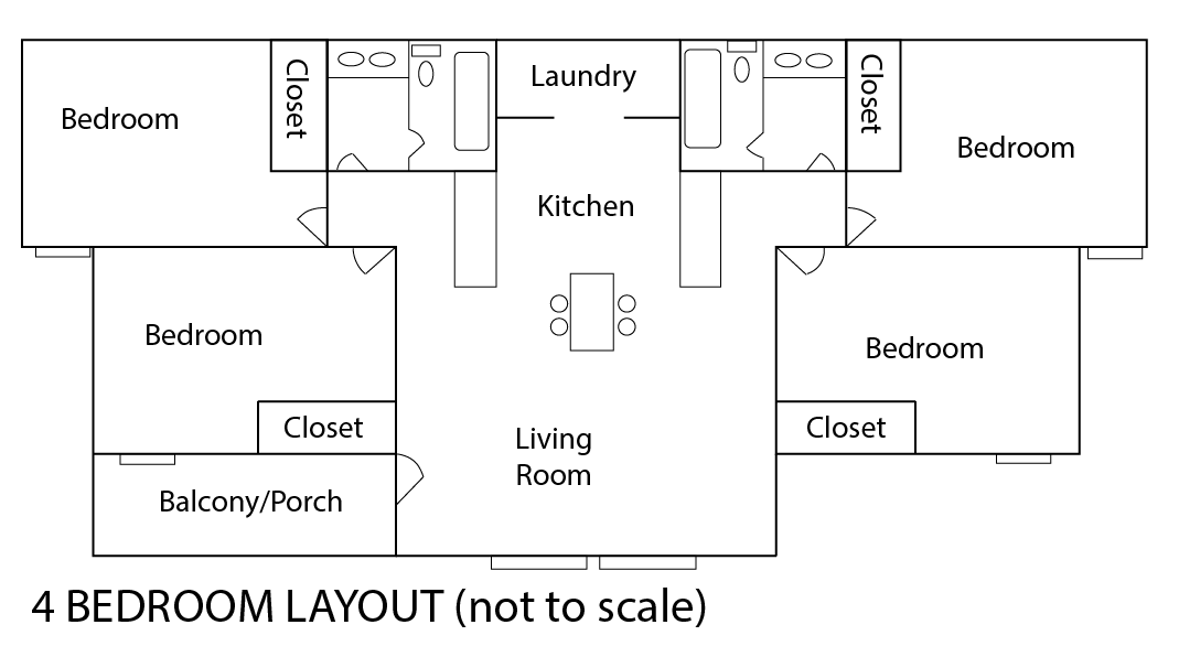 Hillside Apartment 4 bedroom layout