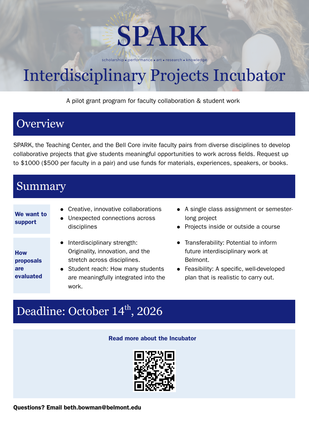 Flyer for SPARK Incubator
