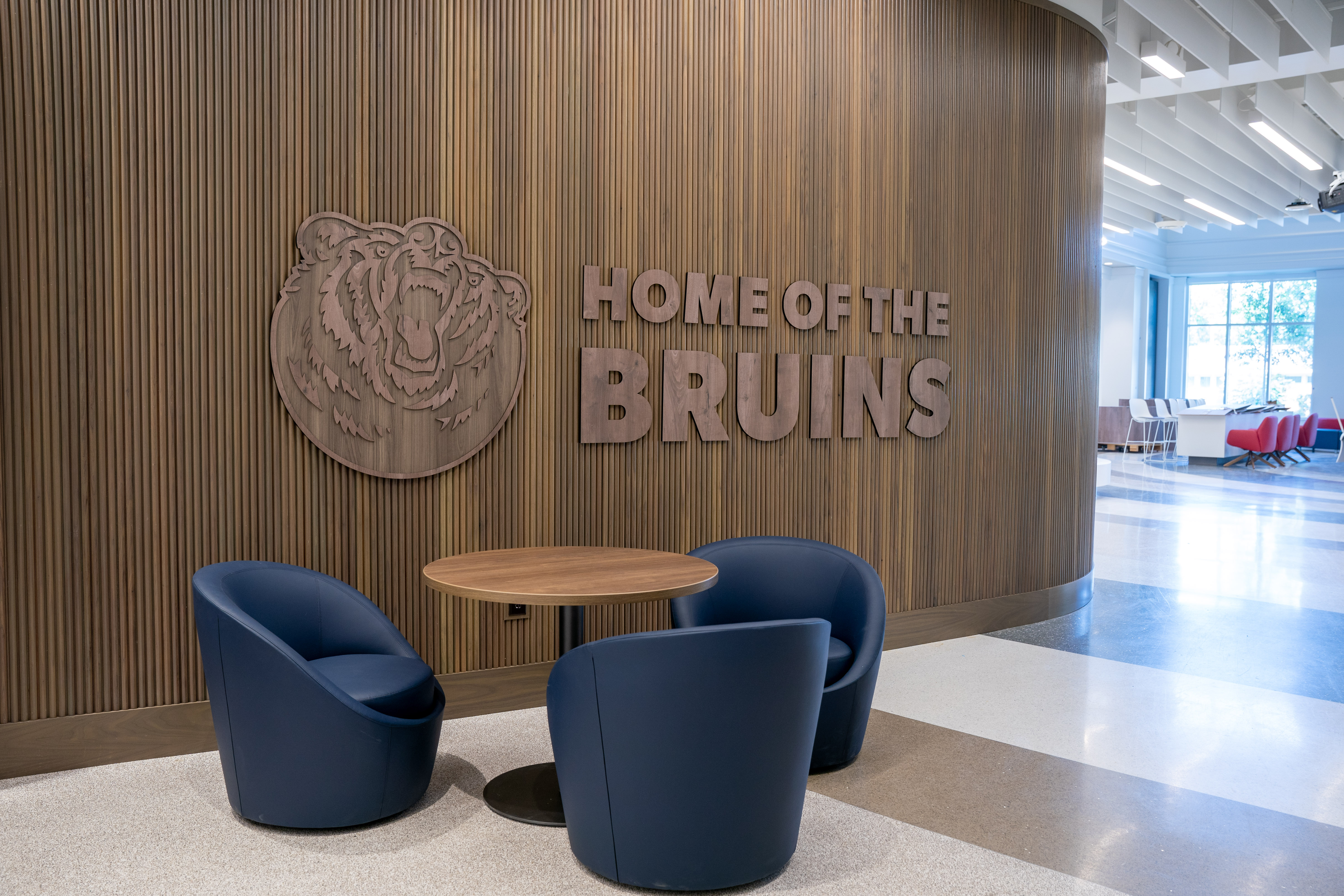 Home of the Bruins sign in the Massey Center