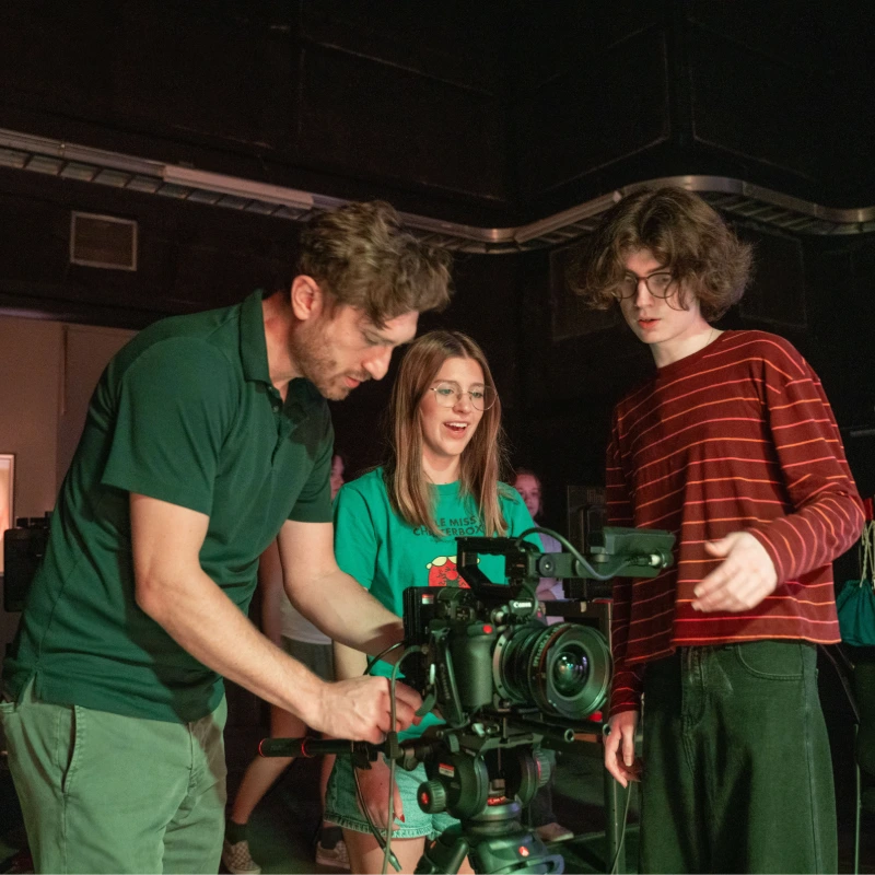 Students with Dagan Reinhardt in Cinematography 1 class