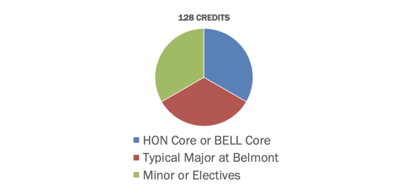 The breakdown of thirds in program structure of core classes, electives and major