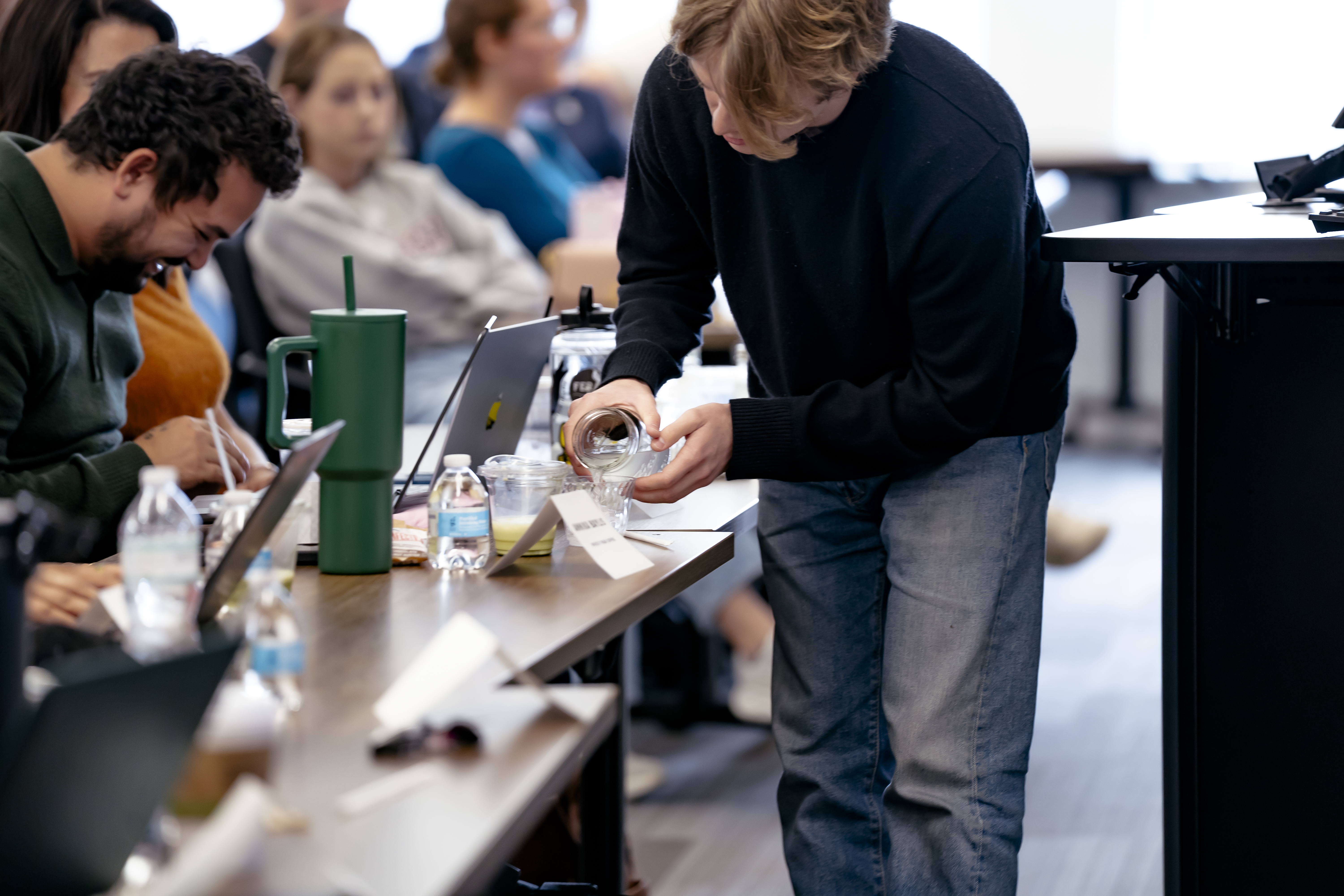 Needham giving out a sample of Limer