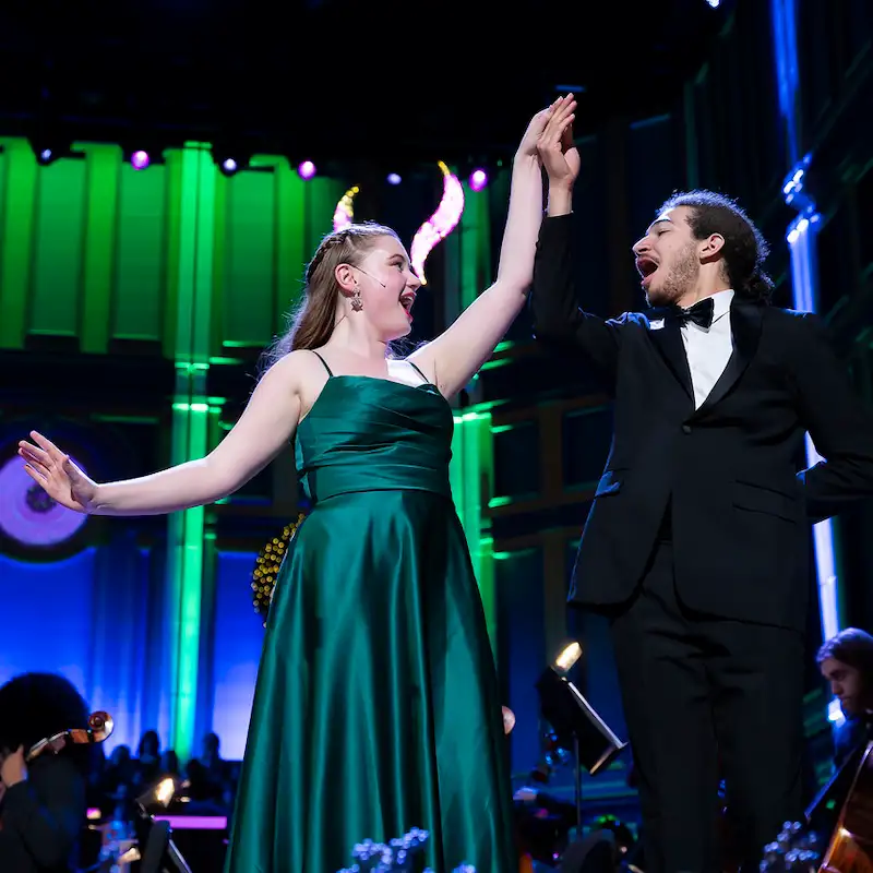 Two students in Christmas at Belmont