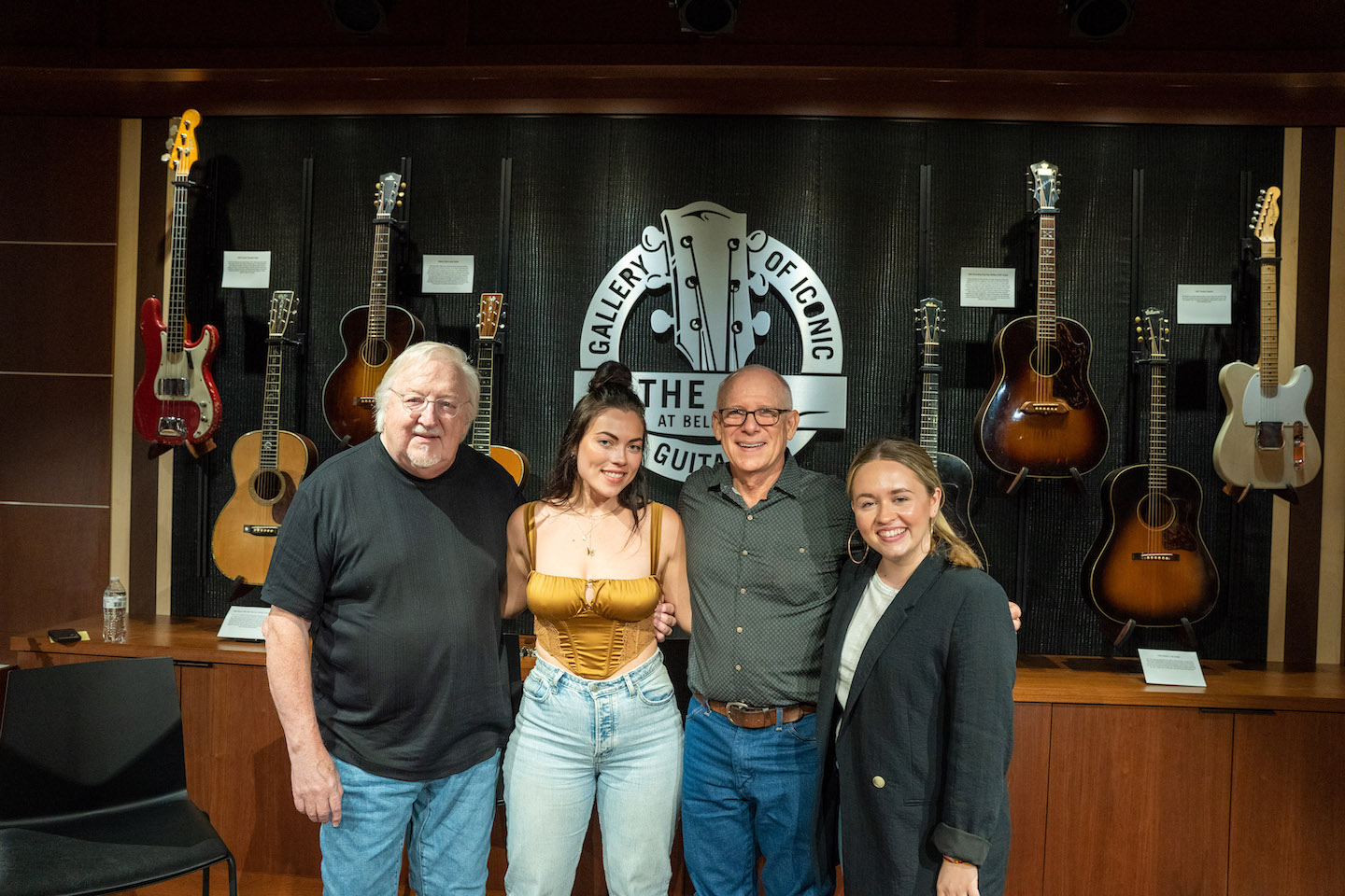 Emily Falvey films class with Pat Alger Emily Weisband Allen Shamblin Filmed in the GIG (Gallery of Iconic Guitars ) at Belmont University in Nashville, Tennessee, July 18, 2023. Photo by Sam Simpkins