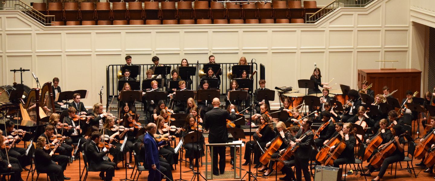 Belmont's symphony orchestra performing