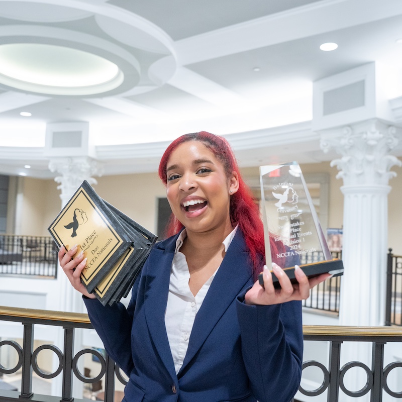 Belmont Speech and Debate team celebrates a win