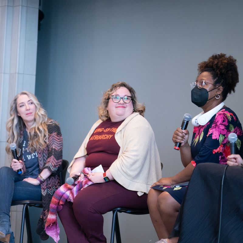 Victoria Banks, Dr. Bonnie Smith Whitehouse and Dr. Sybril Brown speak during a Women's History Month panel in 2023