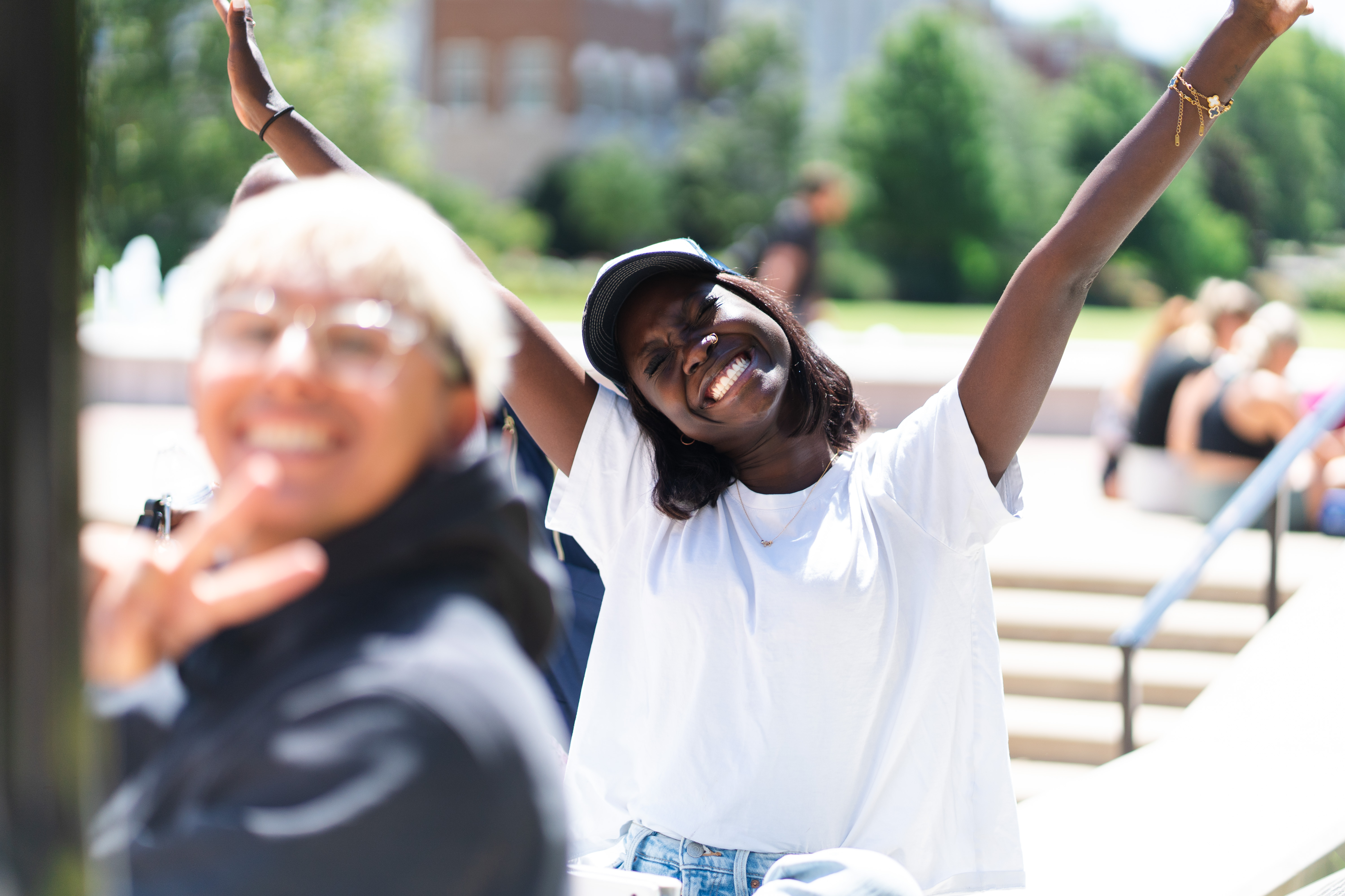 Student smiling on campus